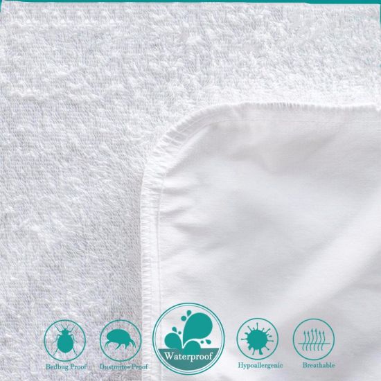 Protège-matelas en coton imperméable confortable 160 g/m² blanc